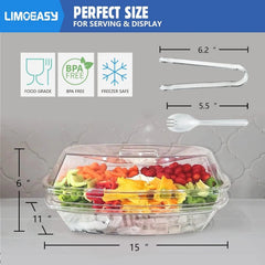 Chilled Vegetable Tray, 15-inch Clear Party Platter with 4 Compartments 07FC0E-D4 - KOEEK