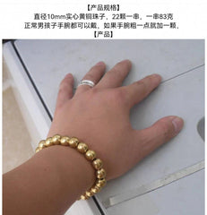 Brass Bracelet Solid Copper Bead 12mm Men’s Handcrafted Jewelry 07FC0E-D4 - KOEEK