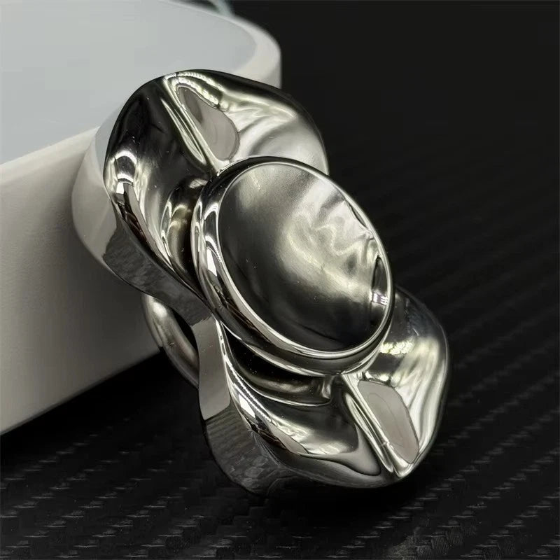 Stainless Steel Mirror EDC Fidget Slider Novel Sand Dune Hand Spinner 07FC0E-D4 - KOEEK