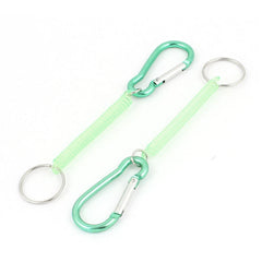 2pcs Green Plastic Spiral Spring Coil Keychain Key Chain Rope Carabiner Hook 07FC0E-D4 - KOEEK