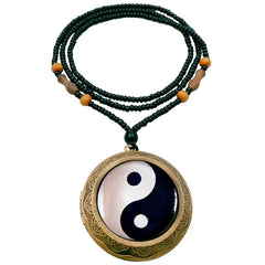 Yin Yang Pendant Necklace Hollow Chinese Taoist Amulet Unisex Large Locket Charm 07FC0E-D4 - KOEEK