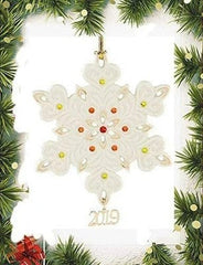 Lenox 2019 Gemmed Snowflake Ornament Annual Christmas Red & Green Crystals LENOX - KOEEK