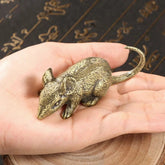 Brass Statue Zodiac Mouse Figurine Copper Ornament Metal Rat Decor Handicraft 07FC0E-D4 - KOEEK