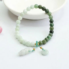 1pc Green Jade Jadeite Women Peace Beads Bracelet 07FC0E-D4 - KOEEK
