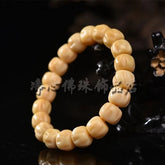 12*9mm Natural Single Loop Bead Bracelet Ghee Yellow Barrel Beads Unisex 07FC0E-D4 - KOEEK