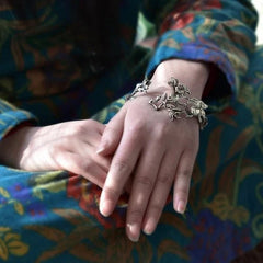 Handmade Magnolia Ladies Bracelet Exquisite Beautiful Fashion Silver Jewelry 07FC0E-D4 - KOEEK