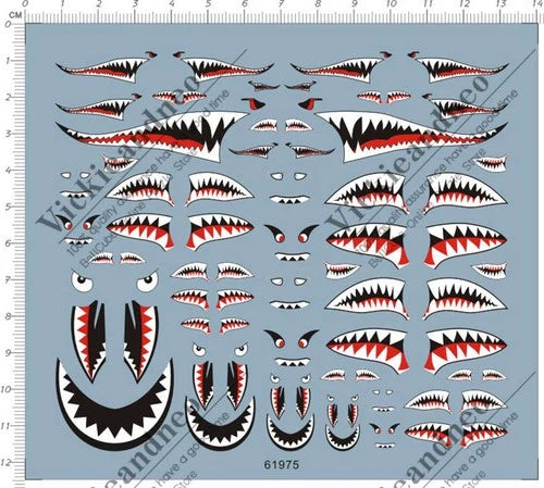 1/144 1/72 1/48 1/32 Military Aircraft Shark Jaw Model Kit Water Slide Decal 07FC0E-D4 - KOEEK