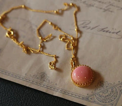 Classic 18mmnatural Pink Conch Pearl Pendant 18inch S925 Women Gift 07FC0E-D4 - KOEEK