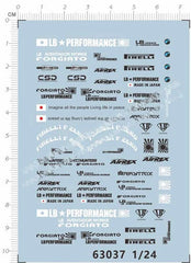Detail Up 1/24 Sports Racing Car markings Model Water Slide Decal Black & White 07FC0E-D4 - KOEEK
