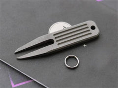 1PC TC4 Titanium Golf Divot Repair Tool Golf Green Fork EDC Portable Keychain 07FC0E-D4 - KOEEK