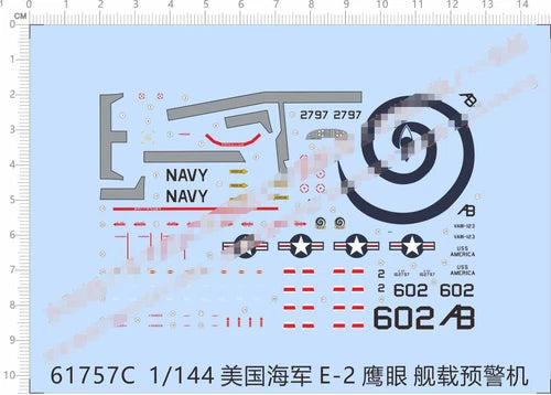 1/144 U.S NAVY E-2 Hawkeye Airborne Early Warning Model Water Slide Decal 07FC0E-D4 - KOEEK