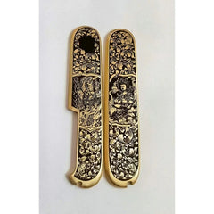 1 Pair Custom Made Pure Brass Handle Grip for 91 mm Victorinox Swiss Army 07FC0E-D4 - KOEEK
