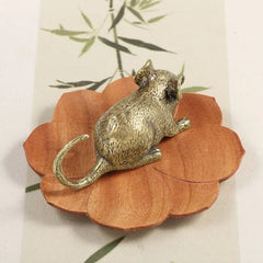 Brass Statue Zodiac Mouse Figurine Copper Ornament Metal Rat Decor Handicraft 07FC0E-D4 - KOEEK
