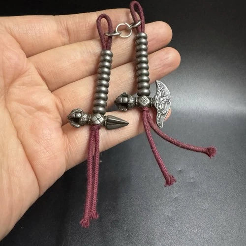 Tibetan Iron Vajra Axe Pendant Mala Counter Buddhist Accessory 07FC0E-D4 - KOEEK