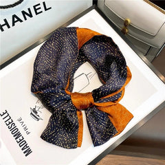 Double Deck Pure Silk Long Twill Scarf Women Orange Neckerchief 150*15cm 07FC0E-D4 - KOEEK