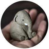 4.6cm Elephant Statue Small Table Decoration Yixing Zisha Purple Clay Tea Pet 07FC0E-D4 - KOEEK