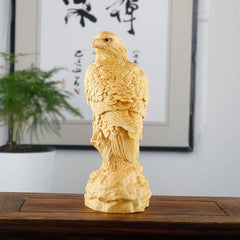 Boxwood Hand Carved Eagle Statue Sculpture Figurine Home Decor Art 07FC0E-D4 - KOEEK