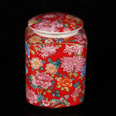 4.3" China Multi-Color Porcelain Red Glaze Ten Thousand Flower Teacaddy Pot 07FC0E-D4 - KOEEK