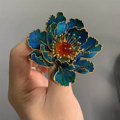 Filigree Inlay Flower Brooch Vintage Pin Chinese Style Accessory 07FC0E-D4 - KOEEK