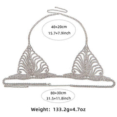 Women's Rhinestone Chain Lingerie Bra Thong Set Bikini Body Jewelry Chain Gift!! 07FC0E-D4 - KOEEK