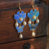 Butterfly Flower Earrings Chinese Style Hanfu Vintage Ethnic Jewelry 07FC0E-D4 - KOEEK