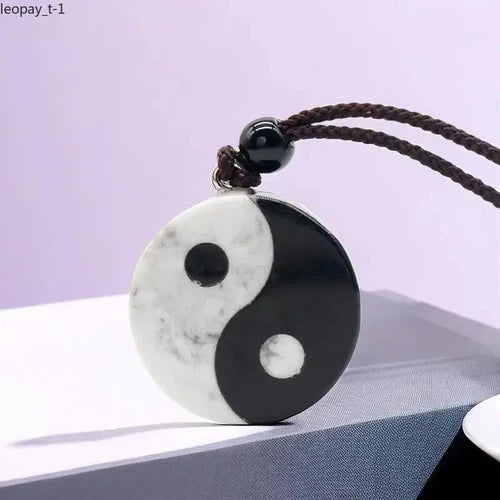 Tai Chi Pendant Chinese Gifts Fashion Luxury Black White Carved Necklace 07FC0E-D4 - KOEEK