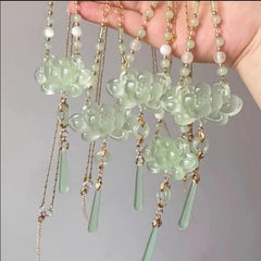 Chinese Style Lotus Yingluo Pearl Necklace Hanfu Tassel Qipao Accessory 1pc 07FC0E-D4 - KOEEK