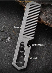 Titanium Hair Beared Comb Anti Static Pocket Multi Tool Bottle Opener Wrench EDC 07FC0E-D4 - KOEEK
