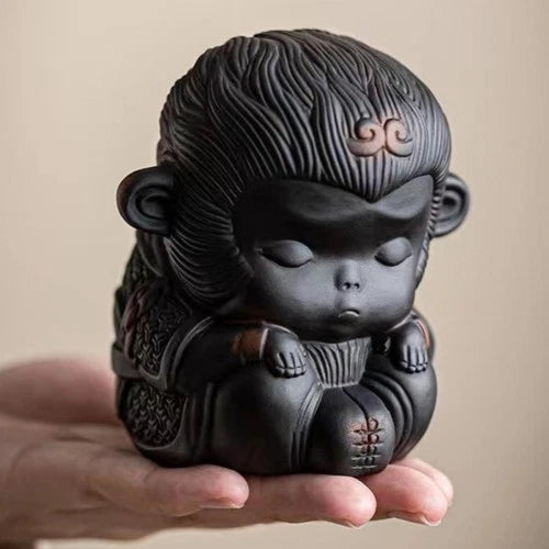Porcelain Sun Wukong Tea Pet Ornament 10cm Chinese Zen Tea Play Tea Ceremony 07FC0E-D4 - KOEEK
