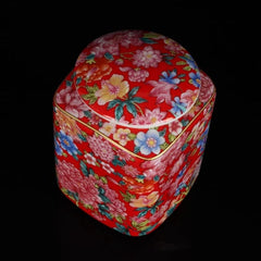 4.3" China Multi-Color Porcelain Red Glaze Ten Thousand Flower Teacaddy Pot 07FC0E-D4 - KOEEK