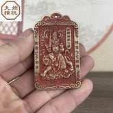 China Brass Dragon Wucai God Zhao Gongming Netsuke Pendant Fengshui 黄铜 武财神赵公明 07FC0E-D4 - KOEEK