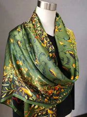 Women 180cm Square Mulberry Silk Scarf Vintage Shawl Print Hand Rolled Gift 07FC0E-D4 - KOEEK
