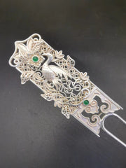 Chinese Craft Made Old Tibetan Silver Inlaid Ice Green Jade Bracelet 07FC0E-D4 - KOEEK