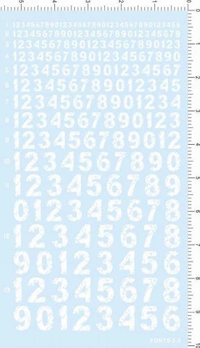 White Different Scale Size Fonts 2-3 0-9 Numbers Markings Water Slide Decal 07FC0E-D4 - KOEEK