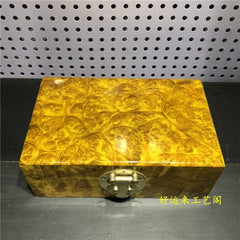 5.9"collect old China Gold-rimmed nanmu Wood Carved jewelry box storage box 07FC0E-D4 - KOEEK