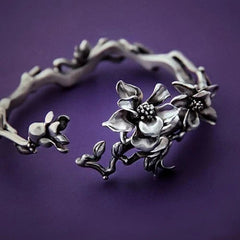 Handmade Magnolia Ladies Bracelet Exquisite Beautiful Fashion Silver Jewelry 07FC0E-D4 - KOEEK
