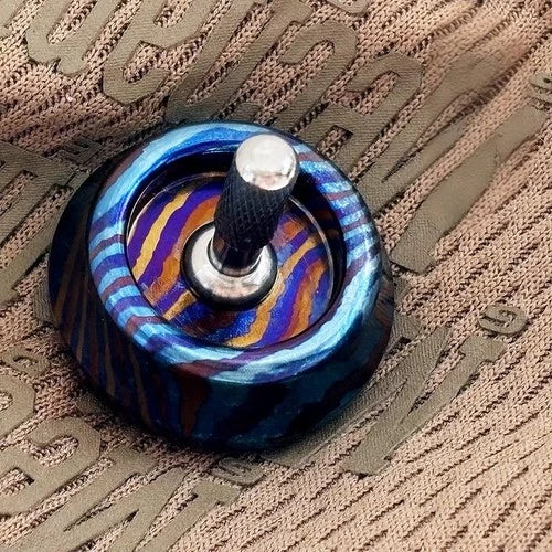 Titanium Damascus Spinning Top Desktop Spinner Fidget Toy Gyro Gyroscope Gift 07FC0E-D4 - KOEEK