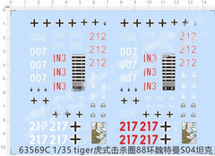 1/35 WWII Tiger Tank S04 IN3 217 Killing Circle Markings Model Water Slide Decal 07FC0E-D4 - KOEEK