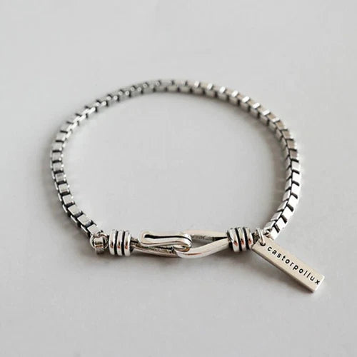 Women's 925 Silver Plating Beads Handmade Retro Geometric Bracelet Gift 07FC0E-D4 - KOEEK