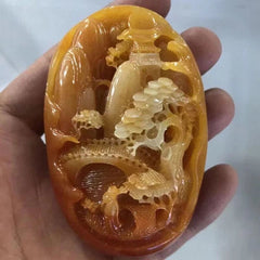 Chinese Jade Carved Antique Huanglongwaist Tag Pendant 07FC0E-D4 - KOEEK