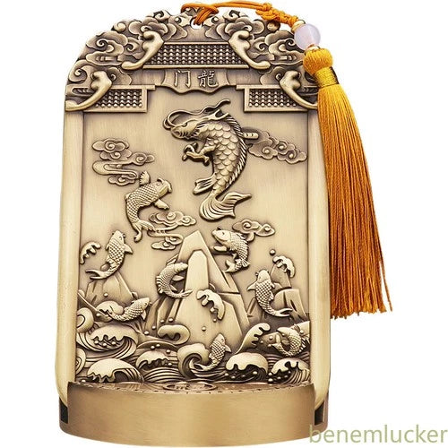 125mm Taoist Brass Kuixing Point Bucket Fish Leaping Dragon Gate Ornaments 07FC0E-D4 - KOEEK