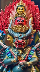 12CM Copper Painted Yamantaka Buddha Statue Home Design Collection 07FC0E-D4 - KOEEK