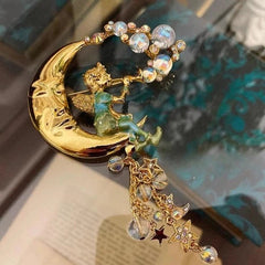 Vintage Art Nouveau Brooch Style Fairy Beauty Shawl Pin Pendant Jewelry Unique 07FC0E-D4 - KOEEK