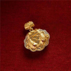Jade Koi Pendant Necklace Womens Longevity Lock Chinese Style Gift 07FC0E-D4 - KOEEK