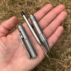EDC Titanium Alloy Pocket Ball Pen Tactical Signature Pen Stationery w 5 Refills 07FC0E-D4 - KOEEK