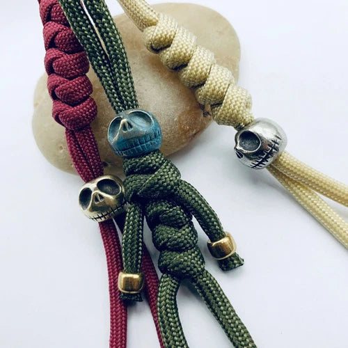 Pumpkin Lanyard Bead Skull Paracord Knife Beads Solid Brass EDC Pendant Tool 07FC0E-D4 - KOEEK