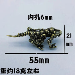 Three-headed Wolf Brass Bead Knife Lanyard Pendant EDC DIY Accessories 07FC0E-D4 - KOEEK
