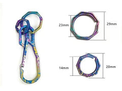 Titanium Alloy Keychain Carabiner w Ring Outdoor EDC Waist Hanging Buckle Tool 07FC0E-D4 - KOEEK