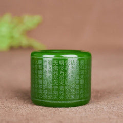 Natural Green Jade Ring Men Thumb Buddhism Heart Meridian Ring 07FC0E-D4 - KOEEK