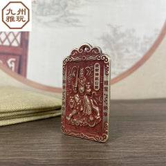 China Brass Dragon Wucai God Zhao Gongming Netsuke Pendant Fengshui 黄铜 武财神赵公明 07FC0E-D4 - KOEEK